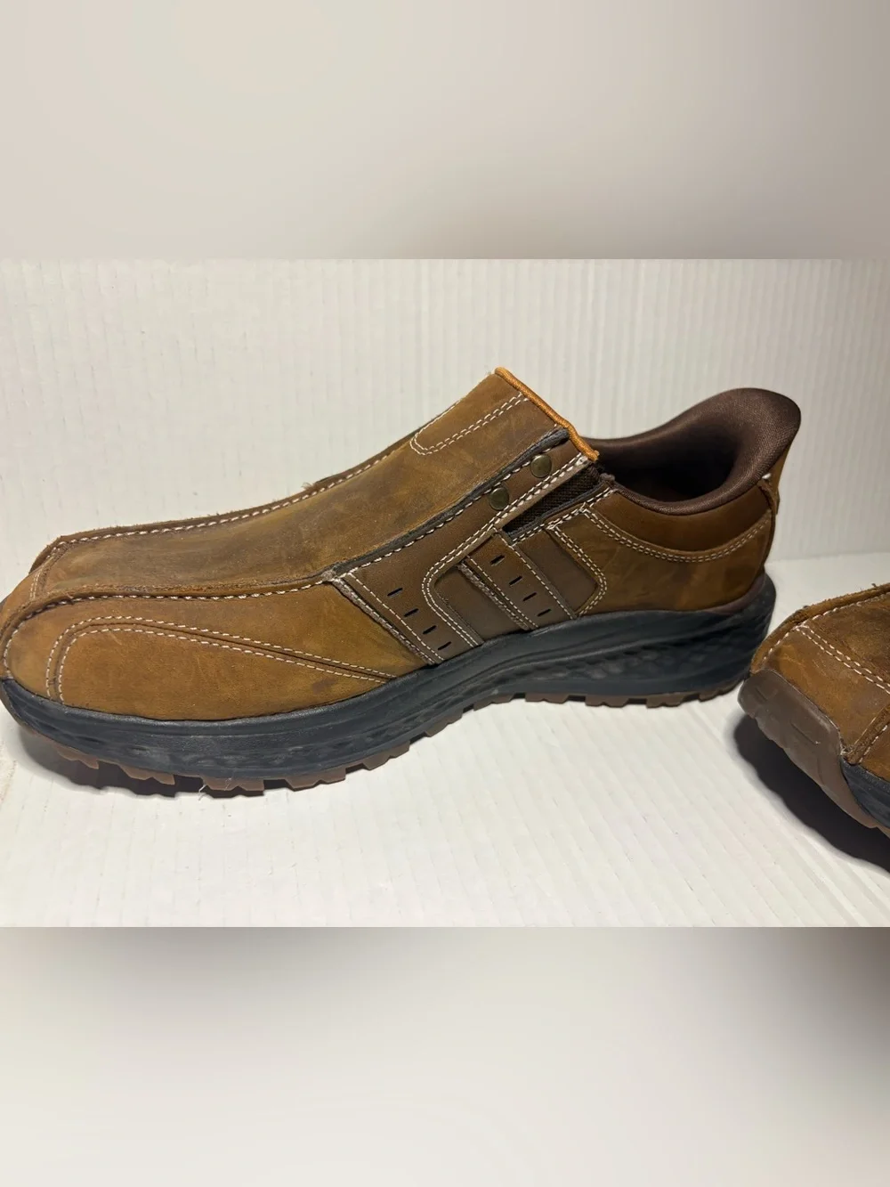Skechers Relaxed Fit Slip-Ins Brown Leather Men’s Shoes Size 8.5 Casual Loafer